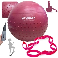 Kit Bola Suia 65cm de Pilates Textura Cravo Massage Ball + Mini Bomba + Elasticband Faixa Elstica Multinvel Leve