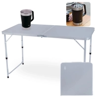 Kit Mesa Porttil Vira Maleta com Ala 1,20m + Jarra Termica 1,9lts Jug Preta em Inox / Pesca Camping e Praia