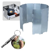 Kit Protetor de Vento para Fogareiro 75cm Alumnio Dobrvel + Apito de Emergncia Survivor Ntk