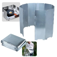 Kit Protetor de Vento para Fogareiro 75cm Alumnio Dobrvel + Cobertor Manta Trmica Aluminizada