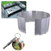 Kit Protetor de Vento para Fogareiro 1,48m Alumnio Dobrvel + Apito de Emergncia Survivor Ntk