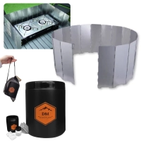 Kit Protetor de Vento para Fogareiro 1,48m Dobrvel + Shit Tube 1l Coletor Porta Dejeto Camping Trilha