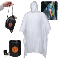 Kit Poncho Capa de Chuva Impermevel para Emergencia Transparente + Shit Tube 1l Coletor Porta Dejeto Camping