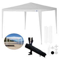 Kit Tenda Gazebo Praia 3x3m de Encaixe em Rfia Branca + Bolsa para Transporte com Rodas