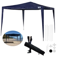 Kit Tenda Gazebo Praia 3x3m de Encaixe em Rfia Azul + Bolsa para Transporte com Rodas