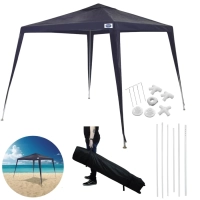 Kit Tenda Gazebo Praia 3m X 2,40m Encaixe em Rfia Azul Mor + Bolsa para Transporte com Rodas