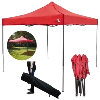 Kit Tenda Pagoda Vermelha Gazebo Praia 3x3m Sanfonada Articulada + Bolsa para Transporte com Rodas