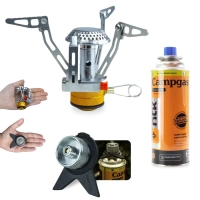 Kit Conversor para Gas Tubo Compacto + Mini Fogareiro Compacto Acendedor Automtico + Refil Campgas