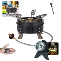 Kit Fogareiro Super Chama com Acendedor e Bolsa + Conversor para Gas Tubo Compacto