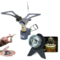 Kit Mini Fogareiro Nano Azteq Portatil + Conversor para Gas Tubo Compacto Camping e Pesca