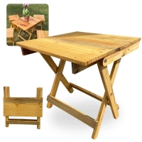 Mesa Dobravel de Madeira Baixa Rustica Artesanal para Camping, Pesca e Jardim