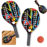 Kit 2 Raquetes para Beach Tennis de Praia em Madeira Red e Preta + Bolinha Bel Bt100