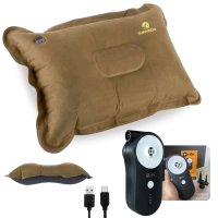 Kit Travesseiro Impermevel Smart + Bomba de Ar Recarregavel Via Usb Portatil Camping e Pesca