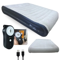 Kit Colcho Casal Brunei Inflvel Ntk + Bomba de Ar Recarregavel Via Usb Portatil