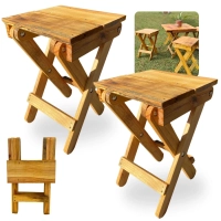 Kit 2 Bancos de Madeira Banquetas Dobraveis Rustica Artesanal para Camping, Pesca e Jardim