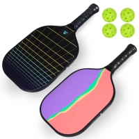 Kit 2 Raquetes para Pickleball em Fibra de Vidro com Bordas de Proteo + 4 Bolinhas