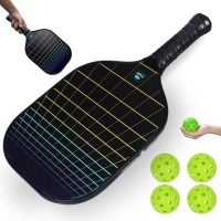 Kit Raquete Pickleball Dimensions em Fibra de Vidro com Bordas de Proteo + 4 Bolinhas 40 Furos Cada