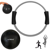 Kit Arco Anel Flexvel + Overball 25 Cm Preta para Pilates Exerccios Treino