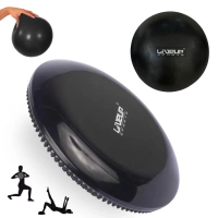 Kit Disco de Equilbrio Inflvel Balance Cushion Disc + Mini Bola Overball 25 Cm Preta para Treino