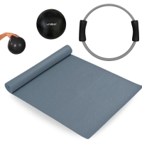 Kit Colchonete 1,73 M + Mini Bola Overball 25 Cm Preta + Arco Anel Flexvel
