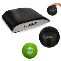 Kit Abmat Almofada Apoio Lombar + Mini Bola de Peso 2 Kg + Overball 25 Cm Preta Exerccios Fisioterapia
