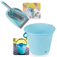 Kit Balde 12 Litros com Suporte Espremedor Removvel + Pazinha Pa de Lixo com Escova para Limpeza