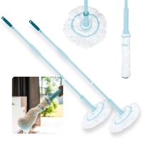 Kit 2 Mop Twist Esfreges Giratrios de Fcil Toro Rodo em Microfibra Cabo de Ferro Mor
