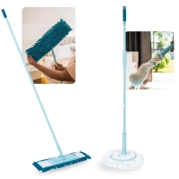 Kit Esfrego Mgico Mop Limpeza Pratica Retrtil Microfibra + Mop Twist Esfrego Giratrio Fcil Toro Rodo