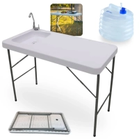 Kit Pia Lavatorio Porttil Mesa Dobravel Sink + Galo Dobravel 10 Litros Colapsvel Gallon Ntk Camping
