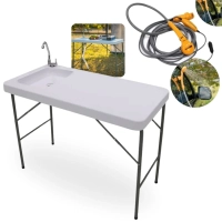 Kit Pia Lavatorio Porttil Mesa Dobravel Sink + Chuveiro Ducha Porttil Eltrica 12v Shower Ntk Camping