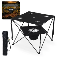 Mesa Dobrvel com Cooler Integrado Ultra Light Compacta Preta para Camping e Pesca