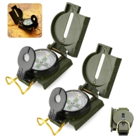 Kit 2 Bussolas de Alumnio Modelo Militar com Indicador Fluorescente Guepardo Camping Trilha
