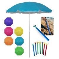 Kit Guarda Sol Al-mare Neon 1,60m em Aluminio Fps 60 Polister Colorido + Saca Areia para Praia
