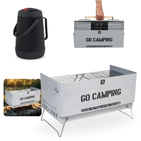 Kit Garrafa Trmica 2,5 Litros com Bico Flip + Churrasqueira Porttil To Go com Ala Vira Maleta a Carvo