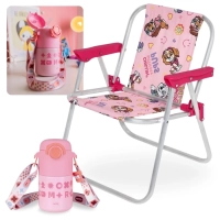 Kit Cadeira de Praia Infantil Rosa Patrulha Canina + Garrafa T�rmica Kids 500ml em Inox
