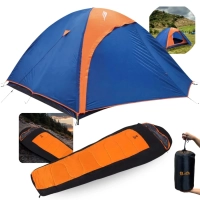 Kit Barraca Falcon 4 Pessoas Coluna D gua 1000mm + Saco de Dormir Xtreme Sarcfago -5c  +15c Camping e Pesca