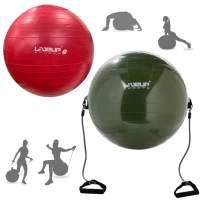 Kit Bola Premium Vermelha 45 Cm + Bola Pilates 65 Cm Extensor Elstico + Mini Bomba Inflar Academia