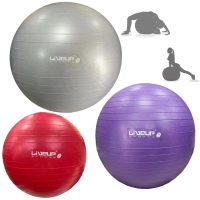 Kit Bolas Premium Pilates Vermelha 45 Cm + Roxa 55 Cm + Cinza 85 Cm + Mini Bomba de Inflar Academia