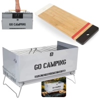 Kit Churrasqueira Porttil To Go Maleta Gourmet + Tabua Retangular Bamboo 48,3 Cm Carne Churrasco