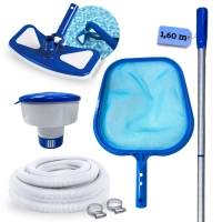 Kit Limpeza de Piscina Peneira + Mangueira 4 M 32mm+ Haste 1,60 M + Aspirador + Flutuador