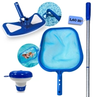 Kit Limpeza de Piscina com Peneira + Aspirador Asa Delta + Haste 1,60 M Desmontvel + Mini Flutuador