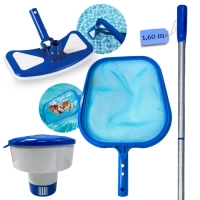 Kit Limpeza de Piscina com Peneira + Aspirador Asa Delta + Haste 1,60 M Desmontvel+ Flutuador