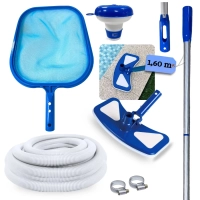 Kit Limpeza de Piscina Mini Clorador+ Peneira + Haste 1,60 M Desmontvel + Aspirador + Mangueira 4 M