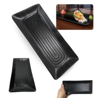 Travessa Rasa 21,5 Cm Prato Preto para Restaurante Comida Japonesa Buffet Sushi em Melamina