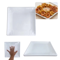 Prato Quadrado Raso 25 X 25 Cm Travessa para Poro Petisco Salgados Restaurante Saladeira Buffet