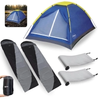 Kit Completo Barraca Iglu 4 Pessoas + 2 Sacos de Dormir Max 2 em 1 + 2 Isolantes T�rmicos Pescaria