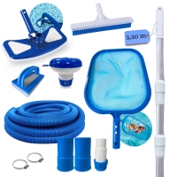 Kit Limpeza Piscina Haste 3,30 M+ Mangueira 4 M 38 Mm + Mini Flutuador+ Aspirador+ Escova + Peneira