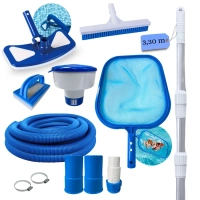 Kit Limpeza Piscina Haste 3,30 M+ Mangueira 6 M 38 Mm + Flutuador+ Aspirador+ Escovas + Peneira