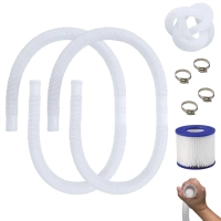 Kit 2 Mangueiras 1,45 M 32 Mm + Refil para Reposio Filtro 2200 L/H de Piscina + Abraadeiras