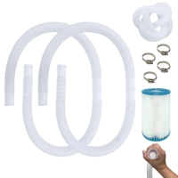 Kit 2 Mangueiras 1,45 M 32 Mm + Refil para Reposio Filtro 3600 L/H de Piscina + Abraadeiras